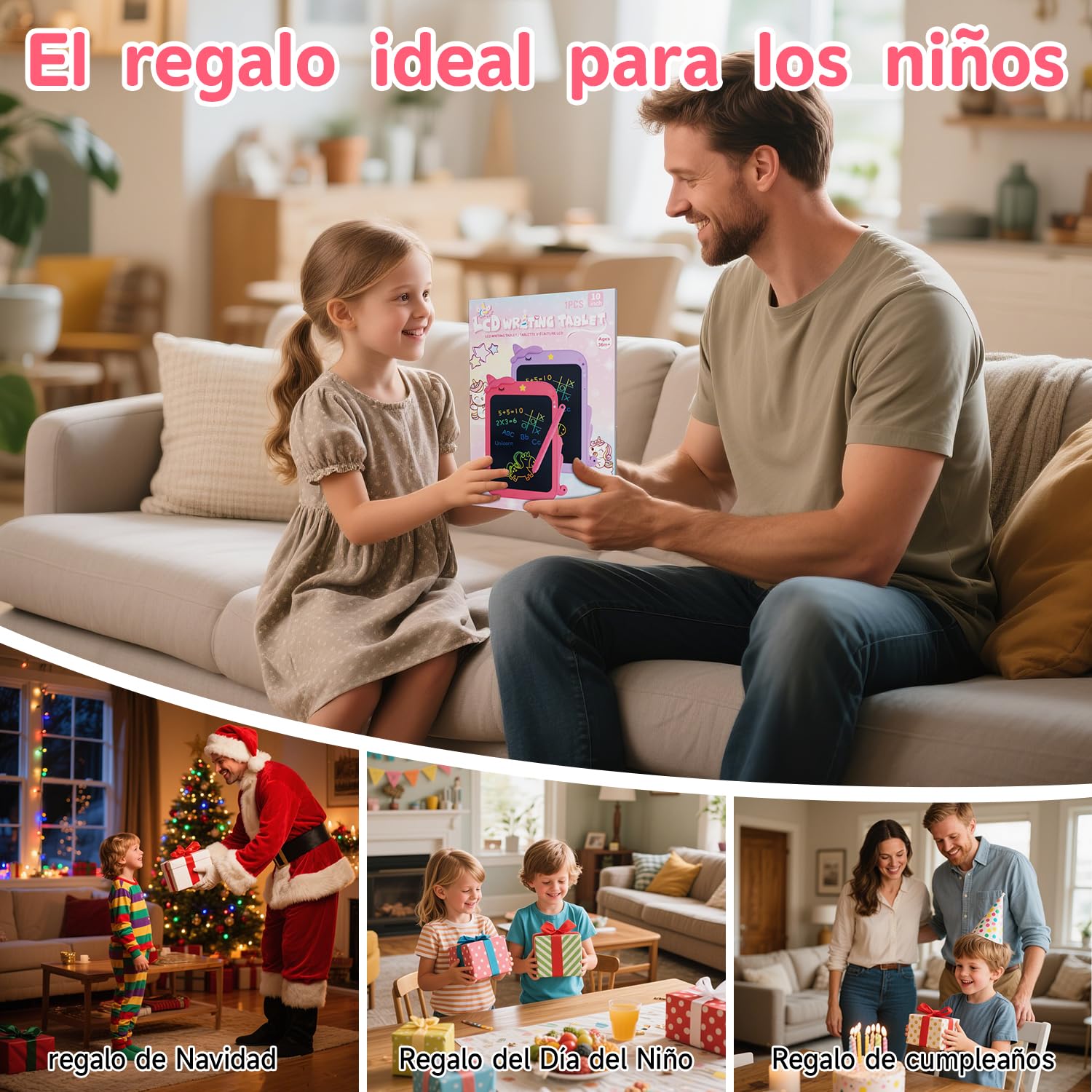 2026 Nueva 10 Pulgadas Tableta de Escritura LCD, Electight Portátil Tablet Escritura Pantalla Colorido Infantil con Borrable y Bloqueo Función, Reutilizables, para Notas, Memo, Escuela, Oficina (Rosa) — view 7