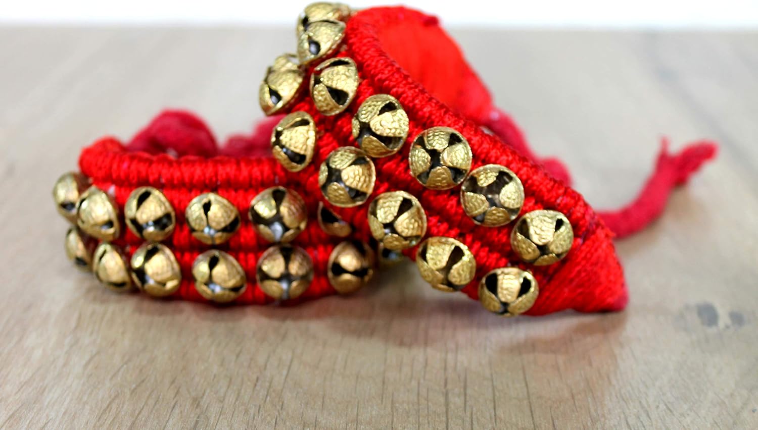 eSplanade Ghungroo, Ghungru (20   20) - 2 Line Ghunghroo on Red Cushion Pads | Kathak Indian Classic Dance