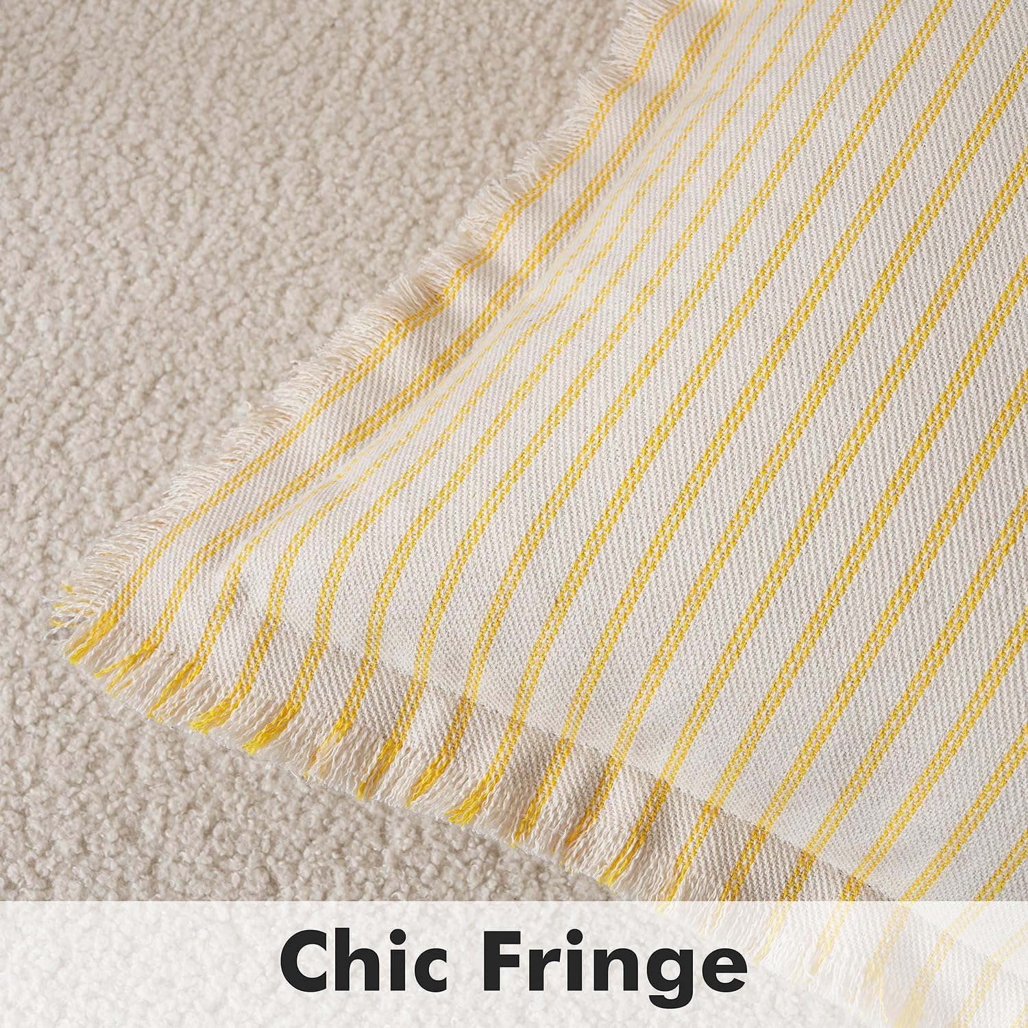 MIULEE Pack of 2 Yellow Pillow Covers 18x18 Inch Striped Farmhouse Couch Spring Throw Pillow Covers with Fringe Chic Cotton Decorative Cushion Covers for Summer Sofa Living Room Bed Outdoor Home Decor