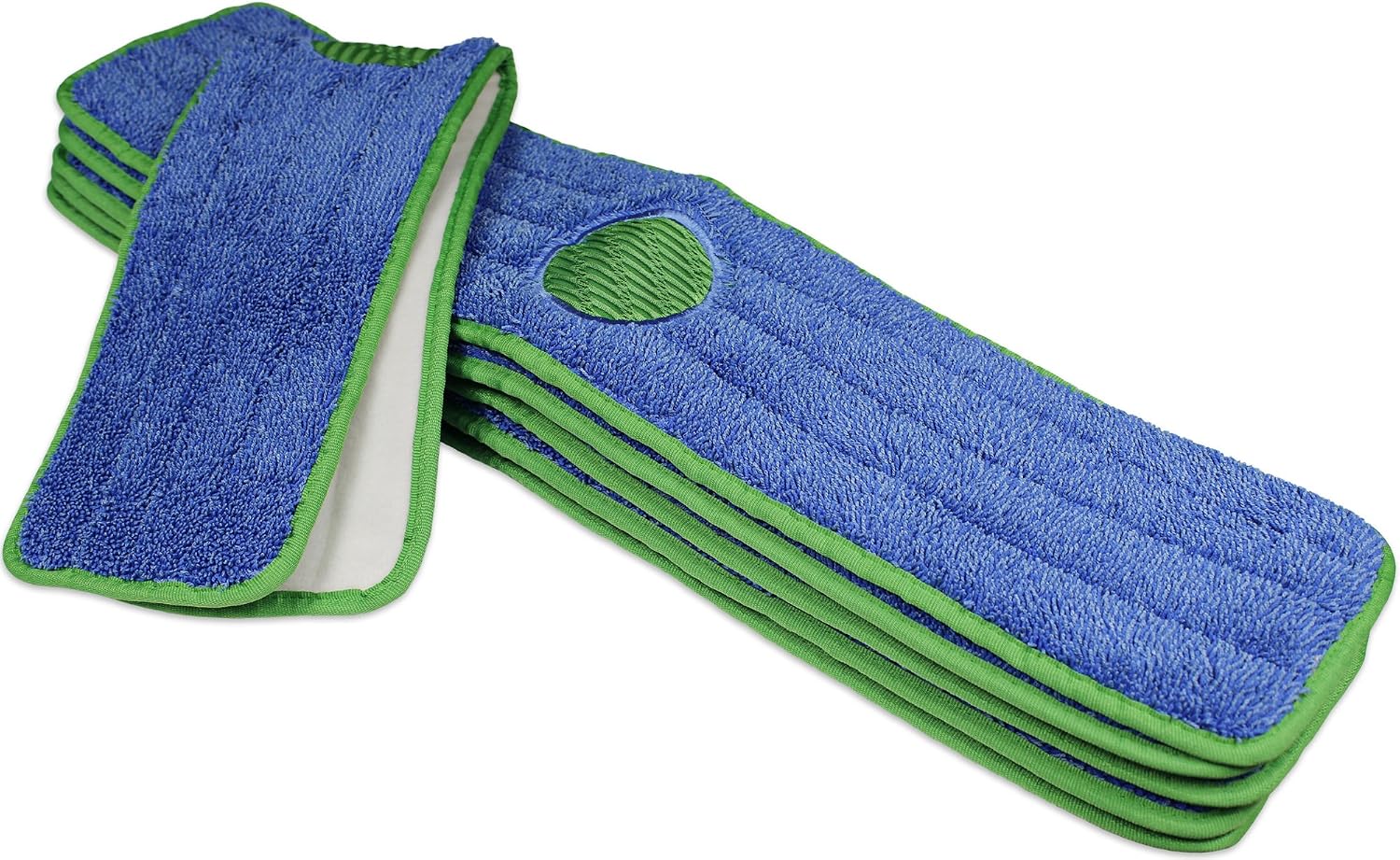 CleanAide Twist Yarn Microfiber Mop Pads with Built-in Scrubber for Spot Cleaning, Reusable Flat Mop Heads for Wet or Dry Use, Safe on Most Floors, Machine Washable, 24 Inch, 6-Pack, Green