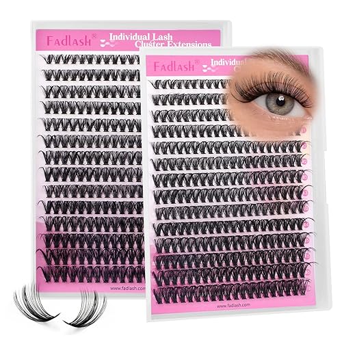Miniatura 31 de FADLASH Racimos de pestañas Wispy 280 piezas, racimos de pestañas individuales de aspecto natural, rizado D 40D, racimos de pestañas suaves y