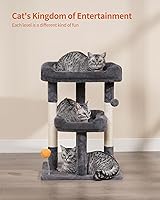 Vista 5 de FourFurPets 27.6-Inch Cat Tree, Cat Tower for Indoor Cats, Cat Condo for Large Cats, Small Cat Tree with Scratching Post, Toy Balls, for Kittens, 2
