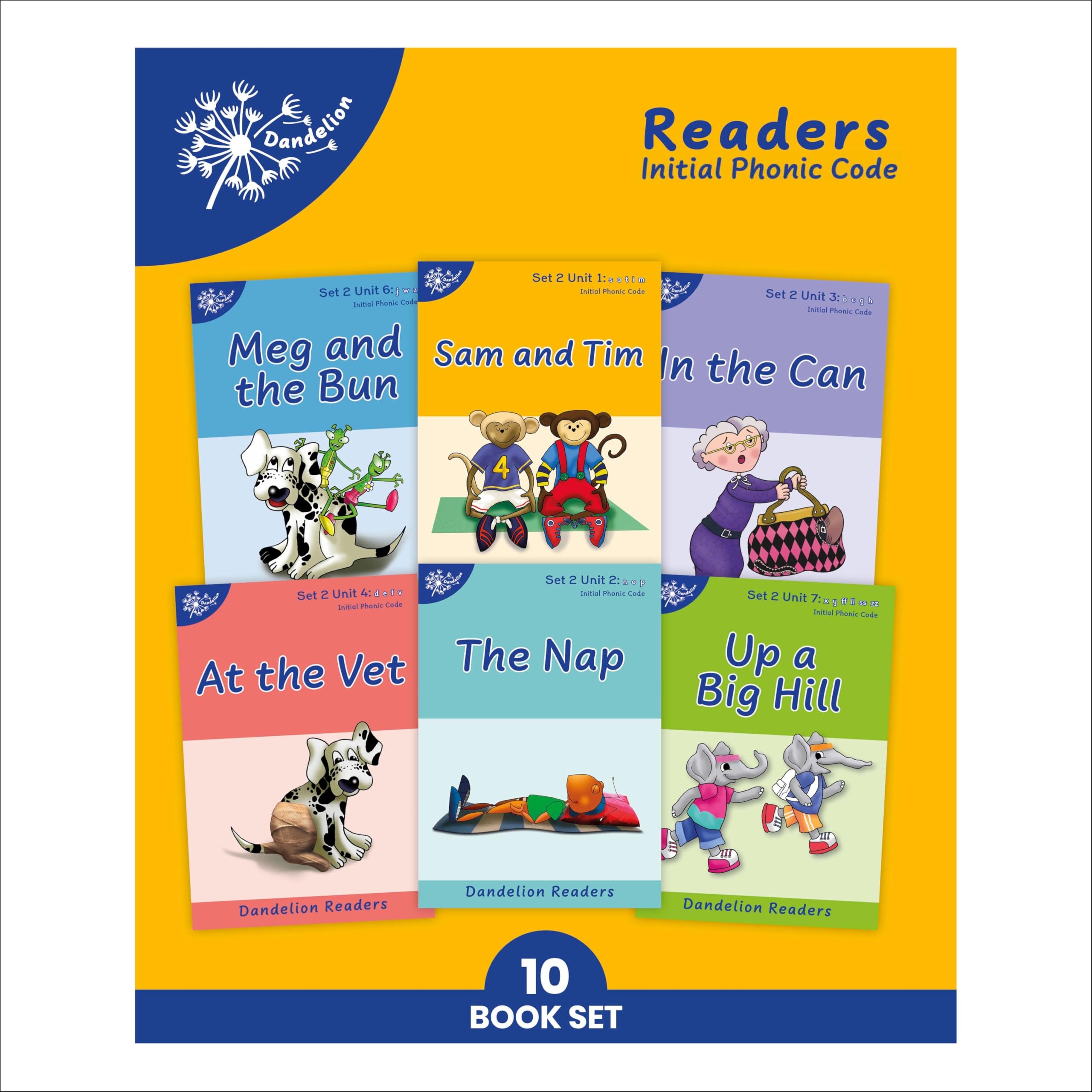 Phonic Books Dandelion Readers Set 2 Units 1-10 Sam and Tim (Alphabet Code Blending 4 and 5 Sound Words): Decodable Books for Beginner Readers ... Sound Words (Phonic Books Beginner Decodable)