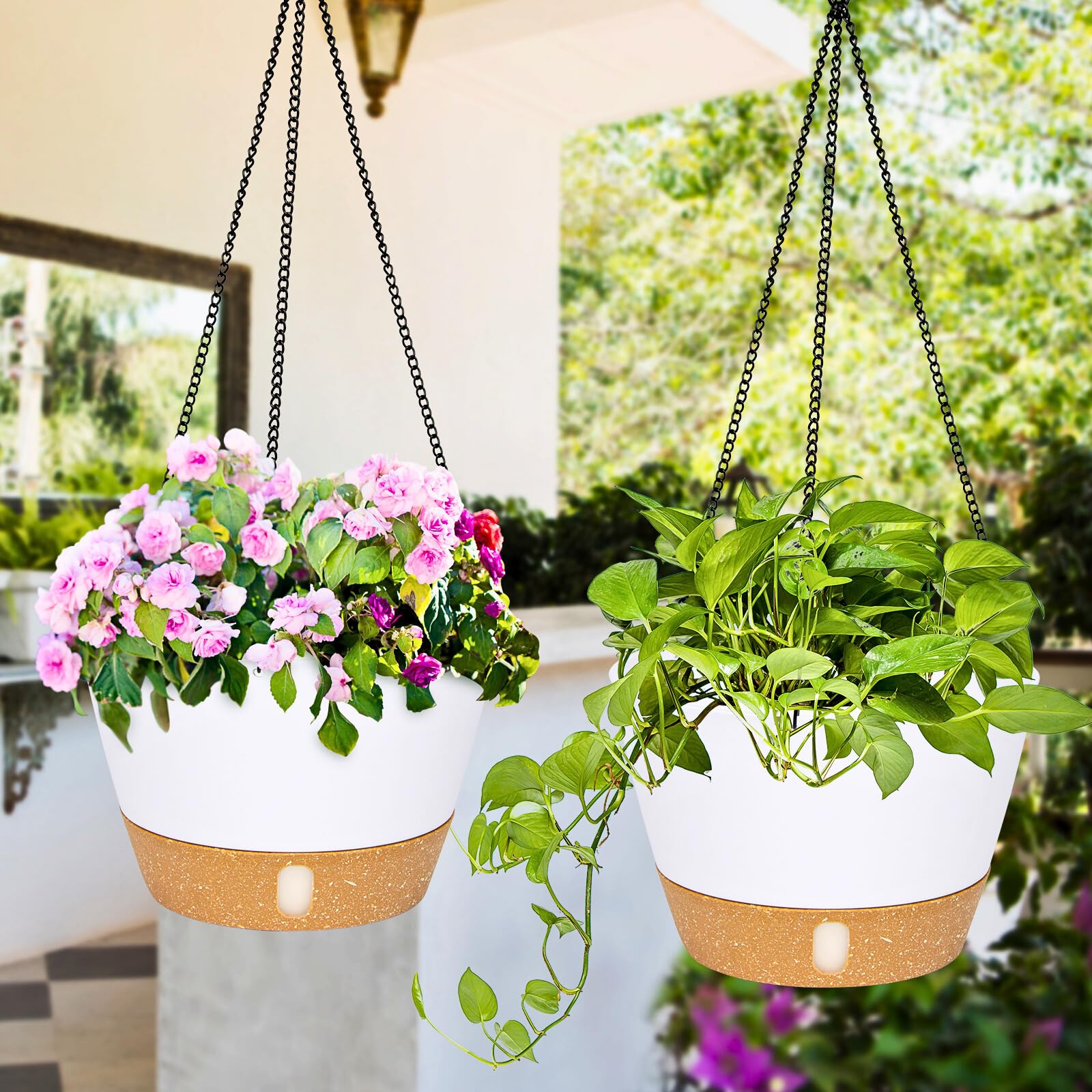 Snapklik.com : QCQHDU 2 Pack 10 Inch Hanging Planters For Indoor ...