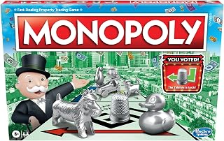 Hasbro Monopoly Token Vote Edition Board Game: 2-6 Players Ages 8+, 8 Tokens, Family Game Night Staple - 4.8 Stars