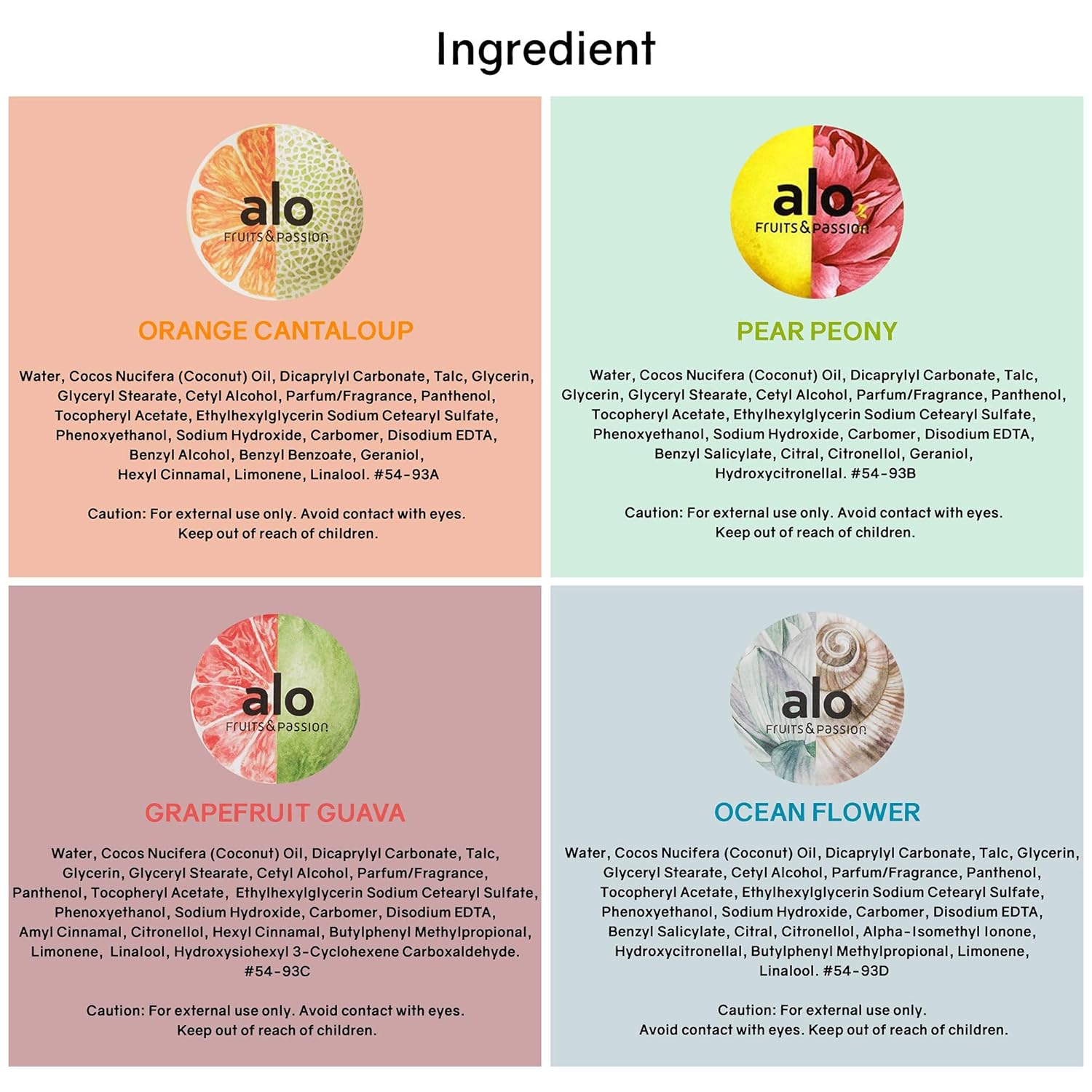Fruits & Passion [ALO] Regenerating Hand Cream Gift Set, (Pack of 4) - Vegan-Friendly, Cruelty-Free Coconut Oil Hand Moisturizer, Travel Size Lotion for Dry Cracked Skin in Recyclable Tubes