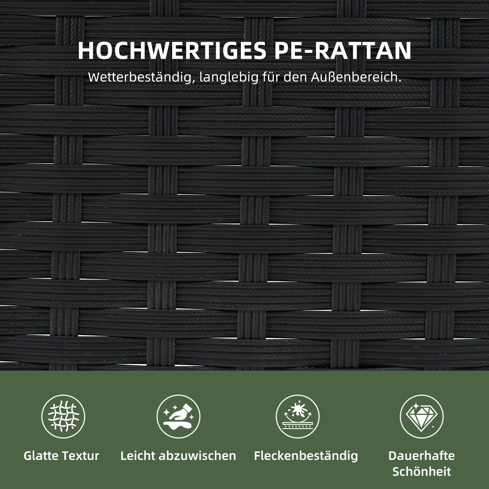 Aoxun Rattan-Gartenstuhl, 2-Sitzer-Loveseat, Terrassen-Sitzgarnitur mit Ablagetisch und wasserdichter Schutzhülle, platzsparende Sitzgelegenheit für kleine Gärten, Balkone und Terrassen (Dunkelgrau)