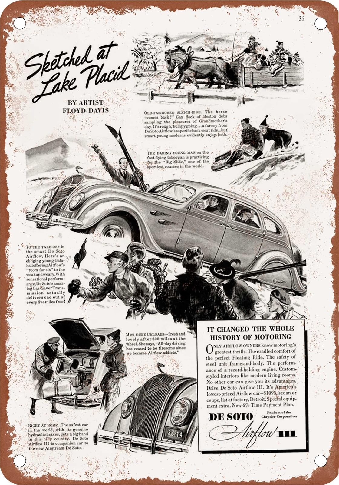 METAL SIGN - 1936 DeSoto Vintage Ad 04 - Old Retro Rusty Look home decor