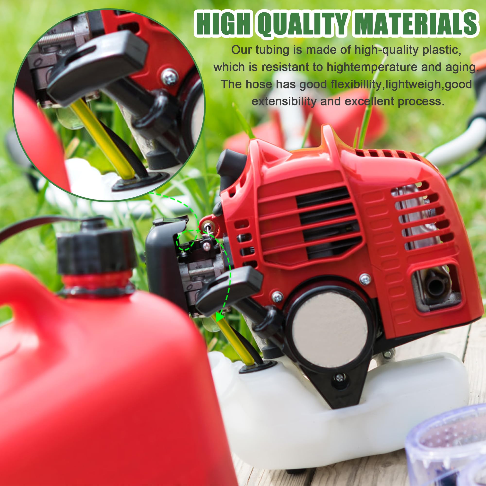 HENTEK Lot De 4 Tuyaux De Carburant 3 X 6 Mm, 3 X 5 Mm, 2,5 X 5 Mm, 2 X 3,5 Mm, 2 Tuyaux D'huile Pour Tronçonneuses, Débroussailleuses, 1,22 M Chacun