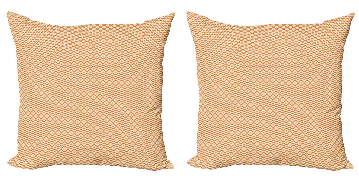 ABAKUHAUS Lanterna Federe Cuscini Set di 2, Modello Barocco Cinese, Stampa Digitale Fronte-Retro con Accento Moderno, 50 cm x 50 cm, Terra Giallo Rosso