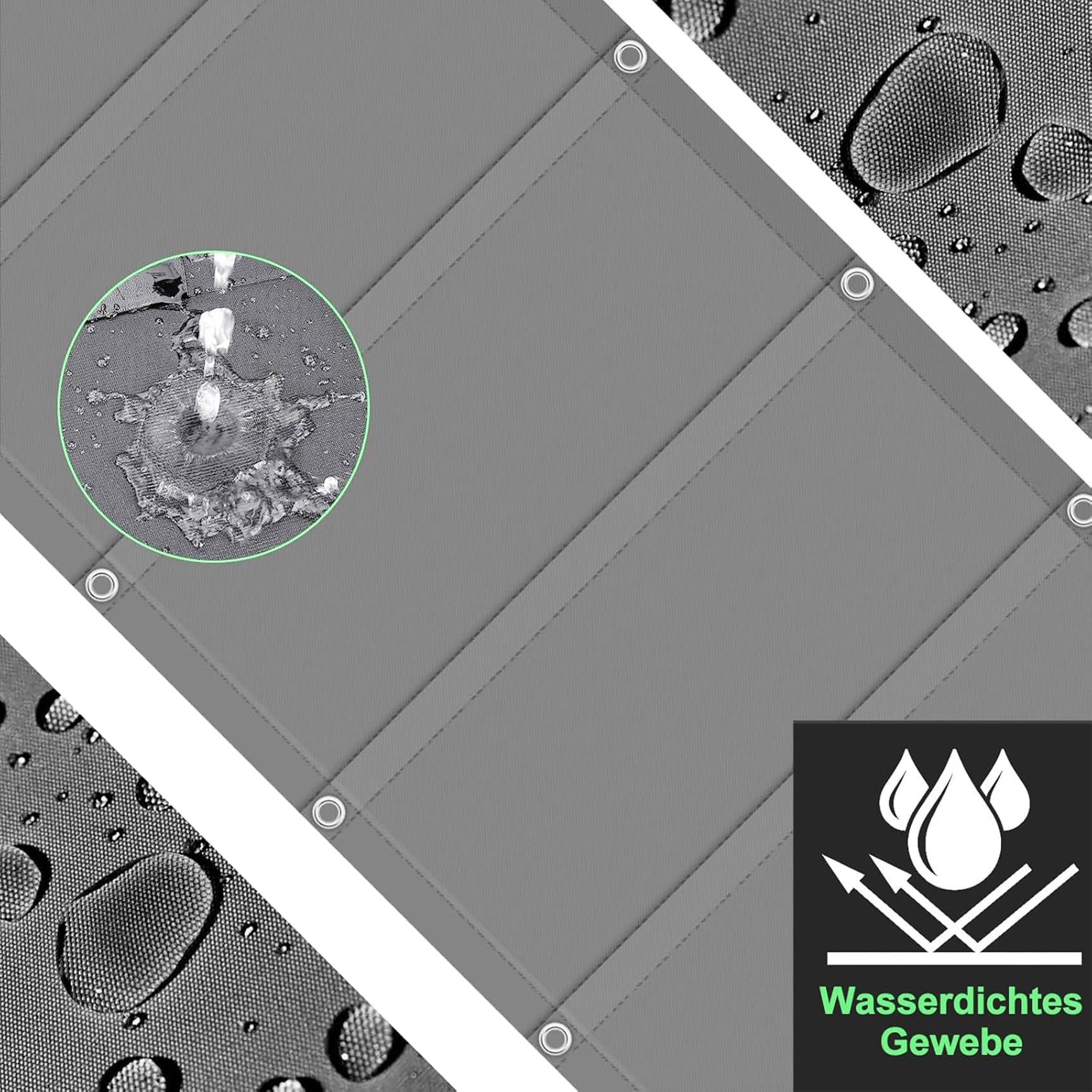 Einziehbar Welle Sonnensegel 190 x 300 cm Wasserdicht Rechteckig, UV Schutz 98%, Markise Reißfest Wetterfest, Wetterfest - Sonnenschutz Spannmarkise Beschattung für Terrasse Garten, Hellgrau