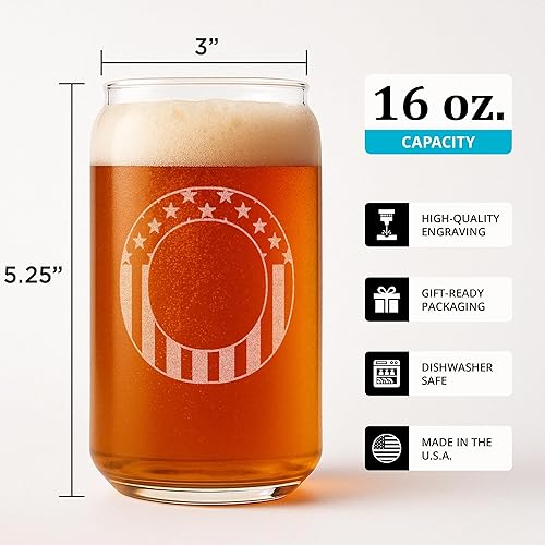 Miniatura 135 de Vaso en forma de lata de cerveza con monograma grabado - bandera de EE.UU.