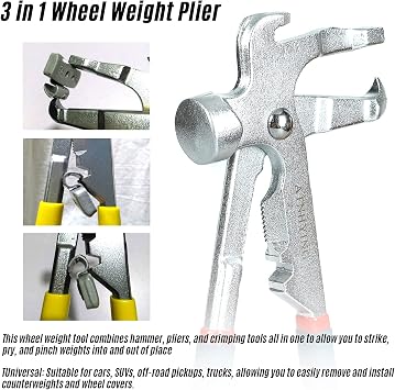 Wheel Weight Pliers, Wheel Balancing Weight Hammer Tool for Repair Remover Tire