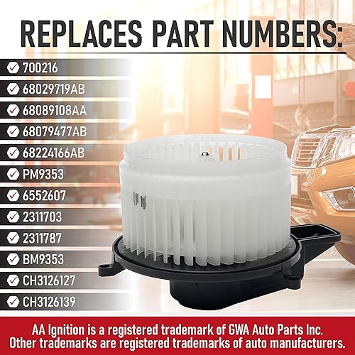 Miniatura 3 de Motor soplador de calentador de CA de repuesto con ventilador, compatible con Chrysler, Dodge y Jeep - Town & Country, Durango, Grand Caravan