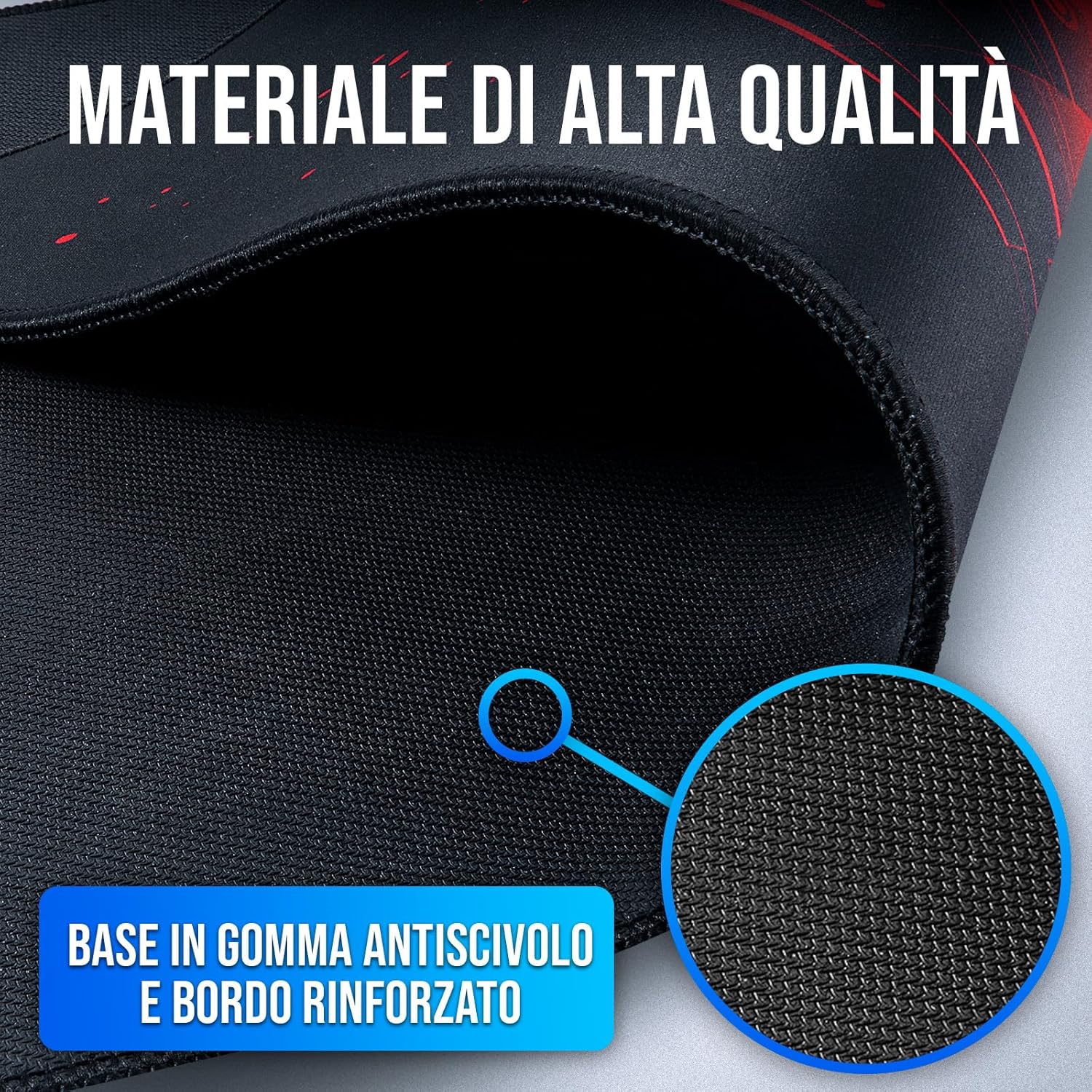 KLIM Mousepad XL - Superficie estesa - Tappetino per Mouse Extra Large da Gaming - Base in Gomma Antiscivolo - Superficie Testurizzata ad Alta precisione - 900 x 400 x 4 mm - Rosso 900L x 400l mm Rosso - Immagine 2