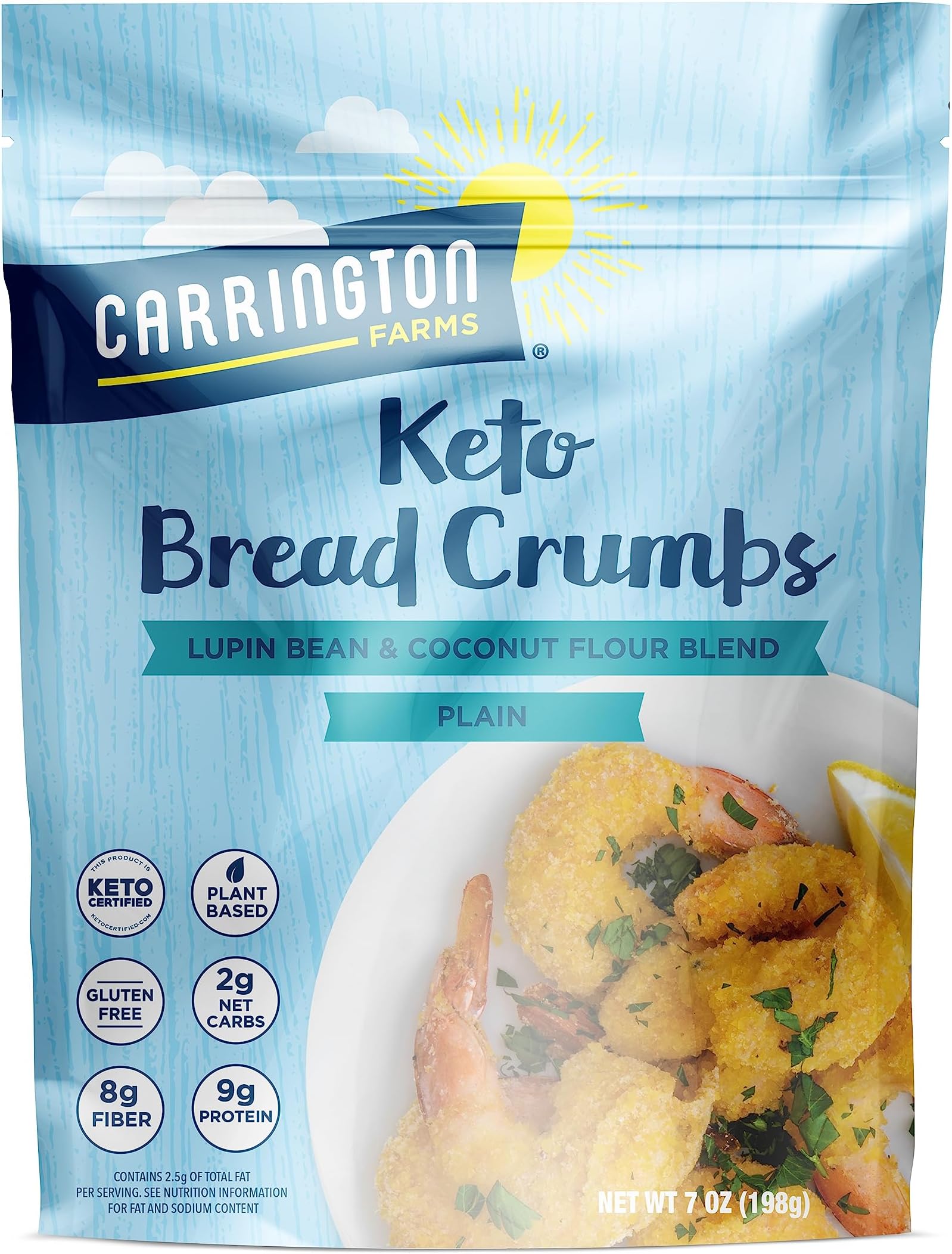 Carrington Farms – Plain Breadcrumbs – Keto Certified, Vegan, Non GMO, and Kosher – Delicious Coating for Chicken, Fish, or Casserole