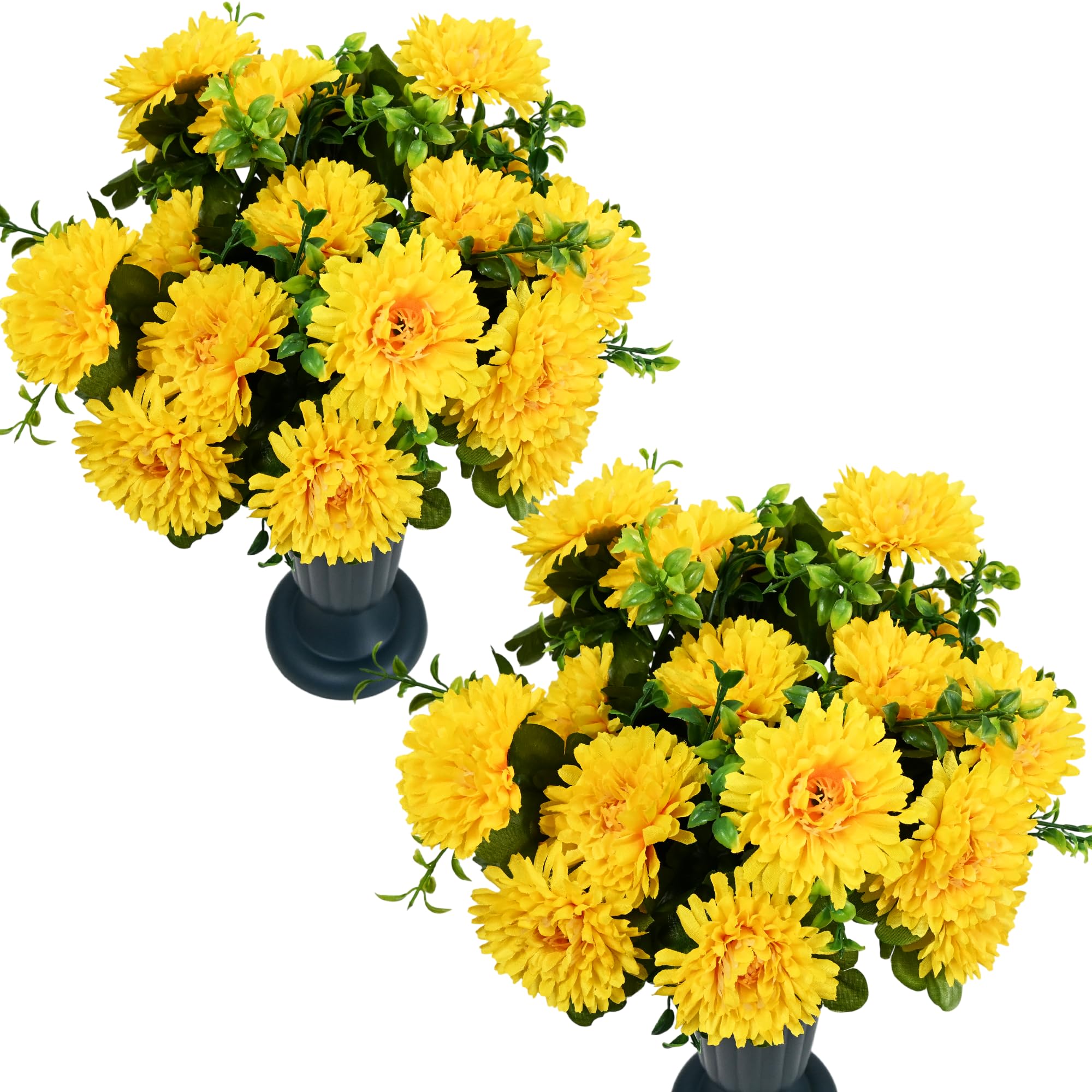 8pcs Artificial Flowers for Graves, Fake Grave Flower Outdoor Autumn Yellow