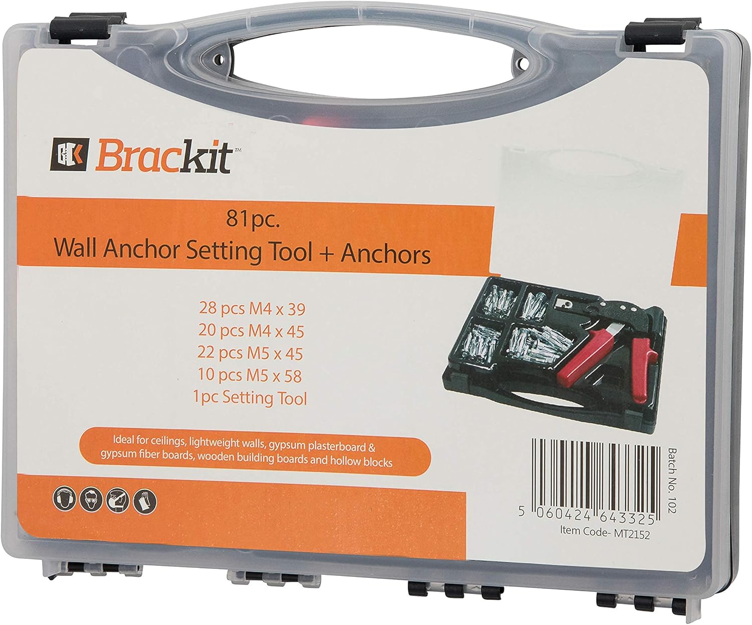 Brackit 81 Piece Wall Anchors and Wall Anchor Setting Tool Kit in