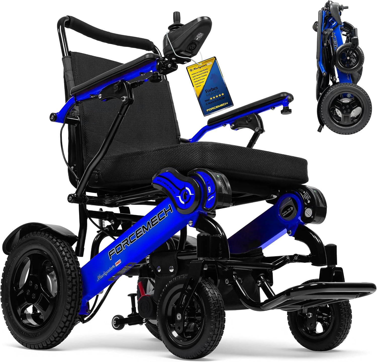 Forcemech Electric Wheelchairs for Adults Lightweight Foldable 2026 New Model Navigator Pro – Power Motorized Wheelchair Airline Approved All Terrain 18 Miles, Electric Wheelchair 400 Lbs Capacity