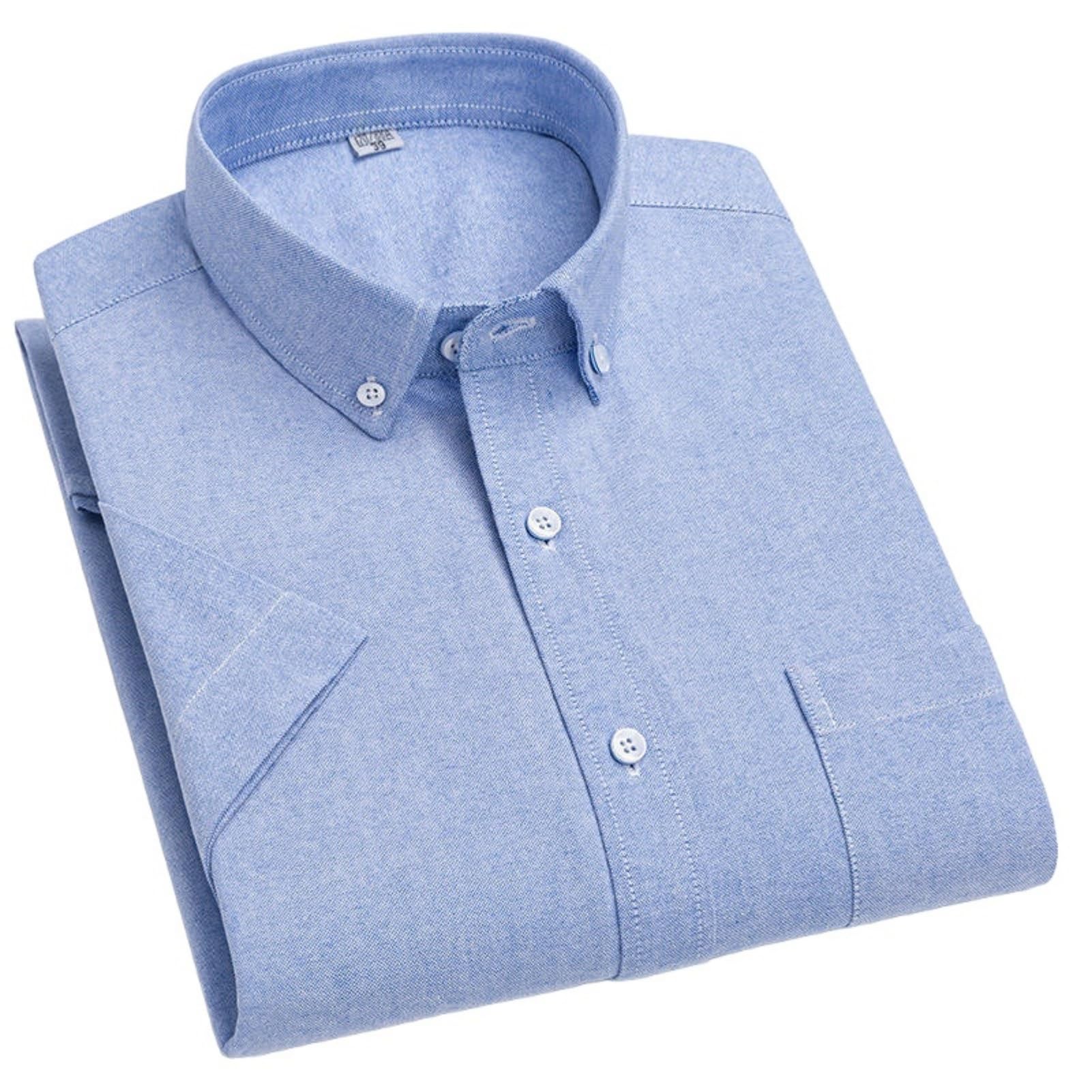Camisa de manga corta para hombre, de verano, informal, de algodón, tela Oxford, a cuadros, a rayas