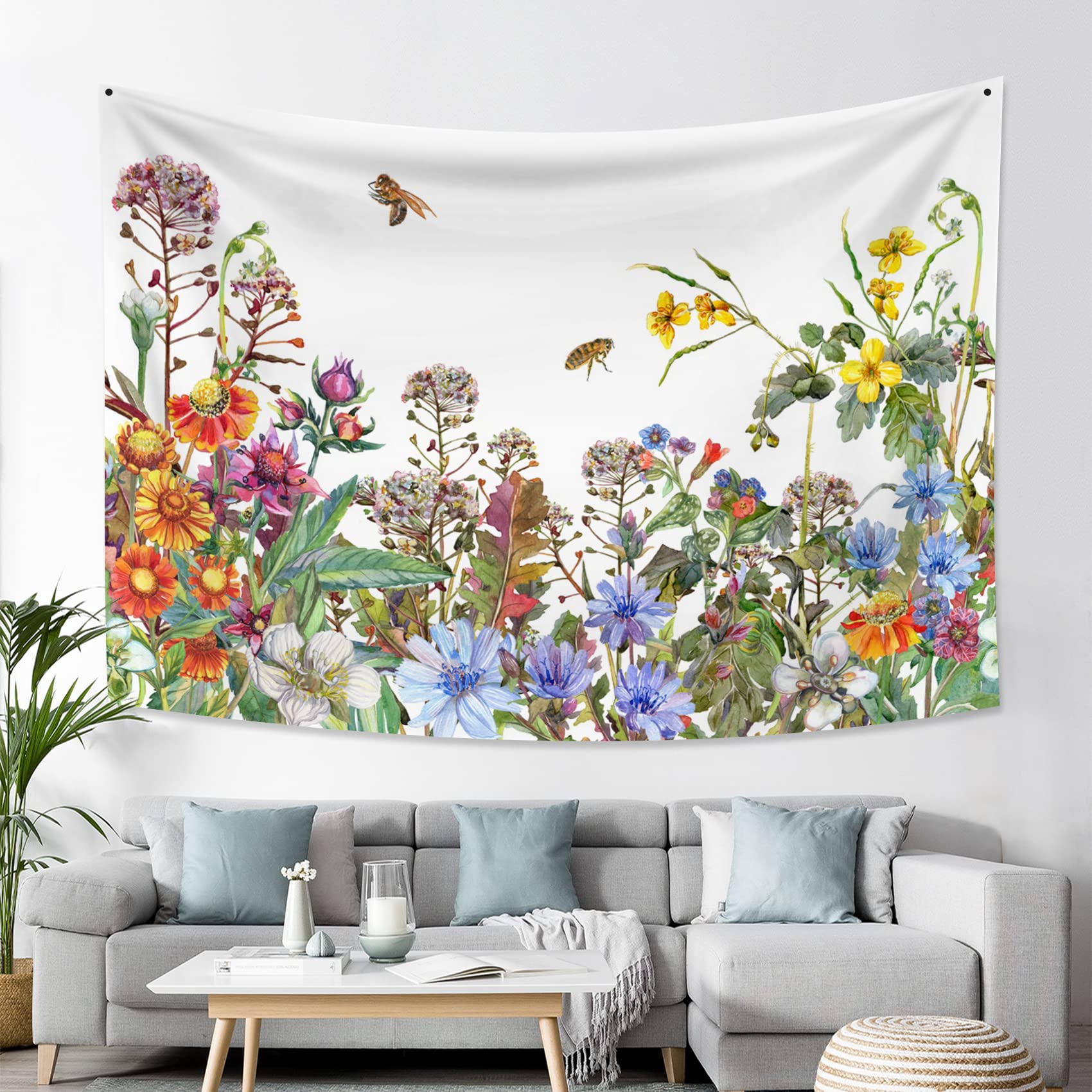 Floral Tapestry For Wall Hanging Vintage Wildflower Tapestry Art