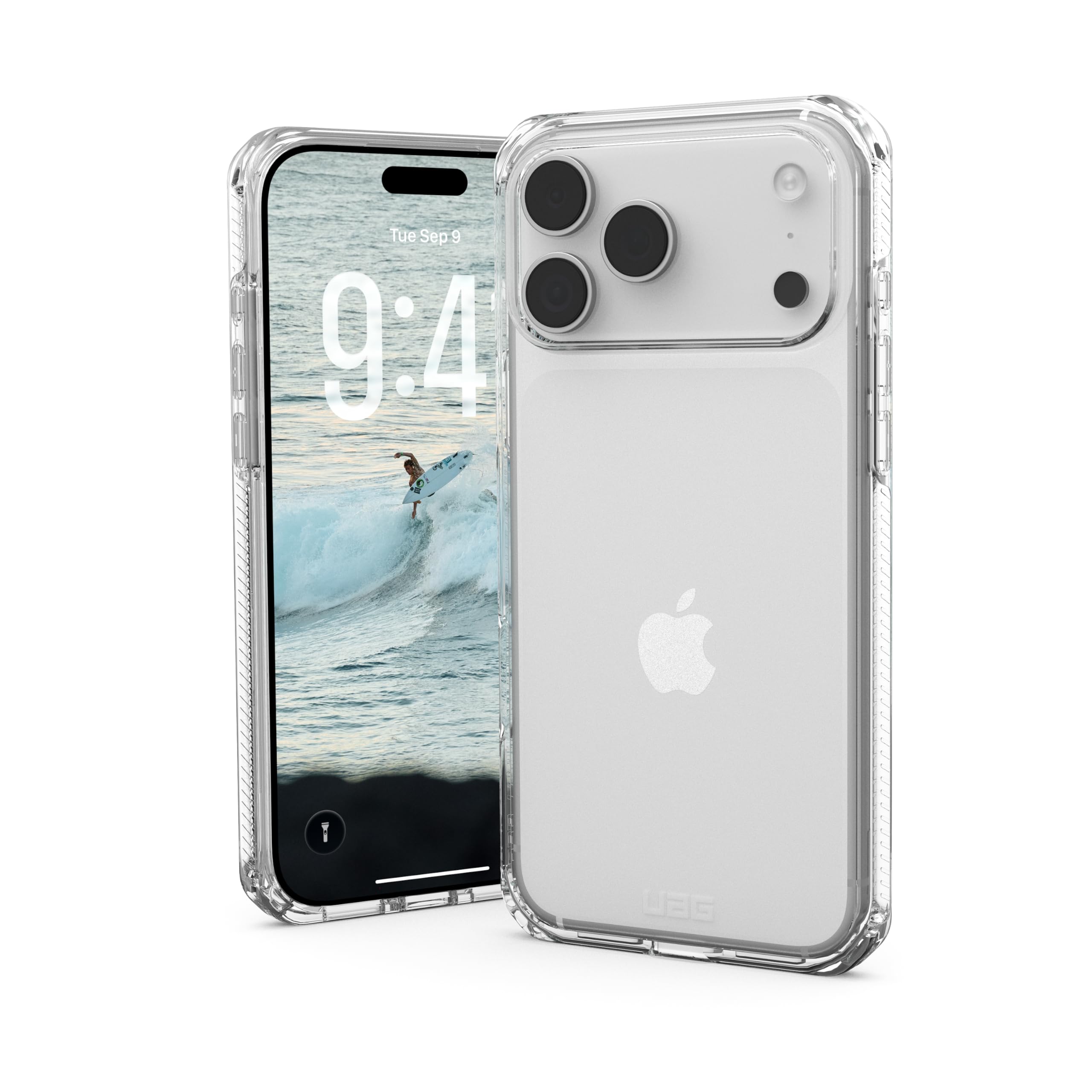 Urban Armor Gear Plyo Case Compatible Apple iPhone 17 Pro Max Coque (Chargement sans Fil, Air-Soft Coins aux Chutes, Bordures surélevées) Ice (Transparent)