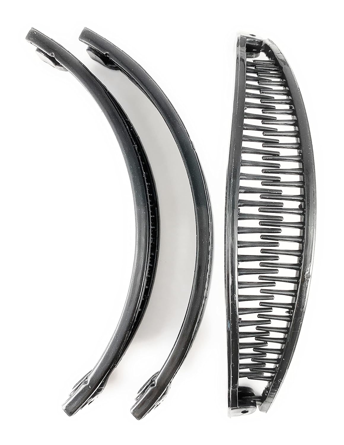 Black set pack 3 banana hair clips comb claw teeth plastic