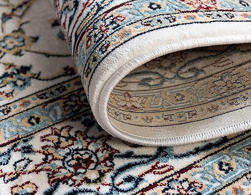 Miniatura 6 de Unique Loom Narenj Collection - Alfombra rectangular de 8 x 10 pies, color marfil y azul