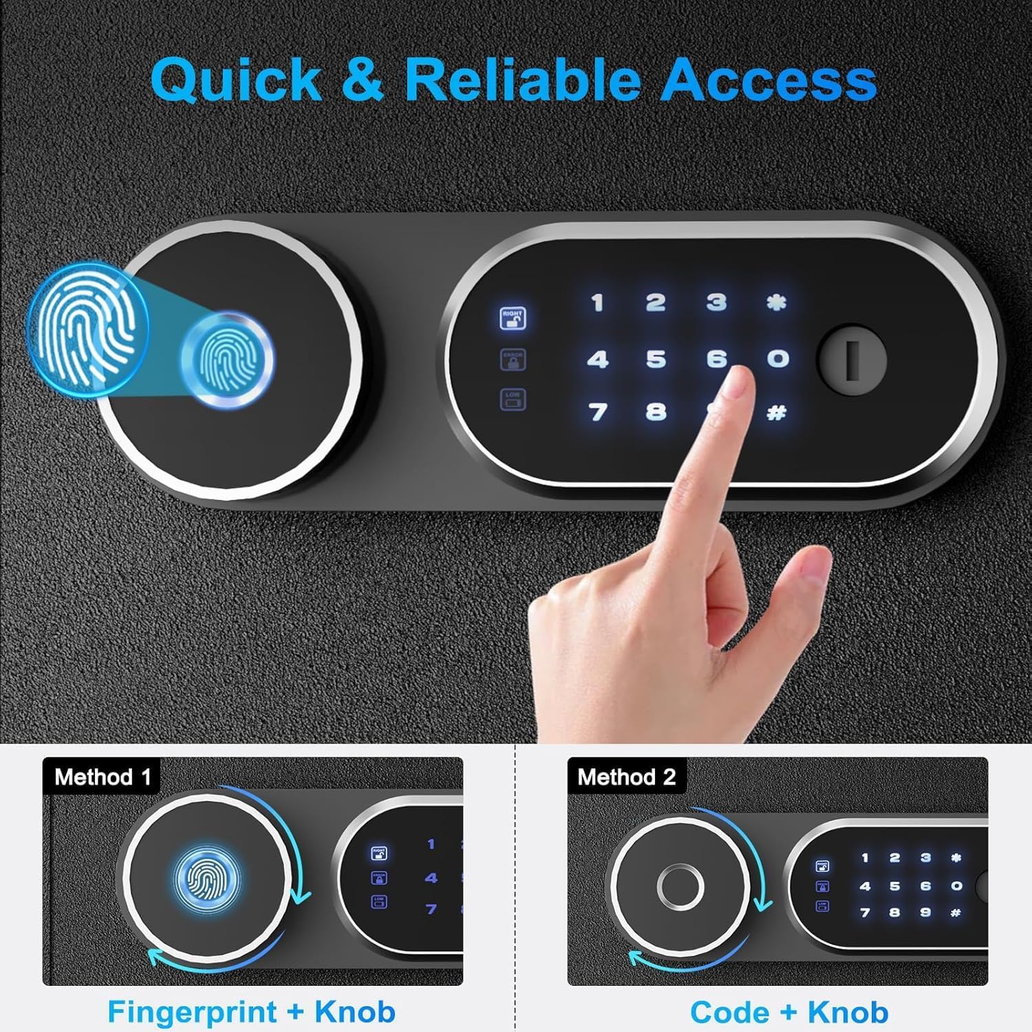 50l Biometric Fingerprint Safe With Lcd Screen, Fireproof Home Safe For Cash & Jewelry, Voice Prompt & Dual Warning, Ideal For Home, Office & Hotel Security