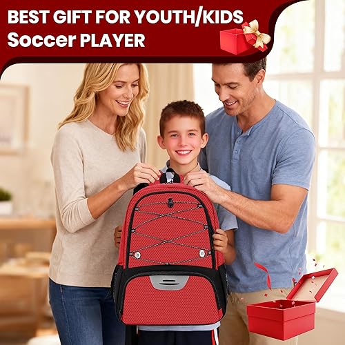 Miniatura 8 de Mochila de fútbol juvenil - Mochila para fútbol y baloncesto, con compartimento para pelota y tacos separados
