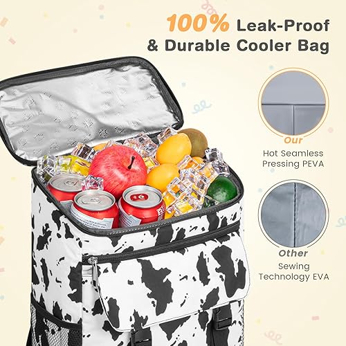 Vista 51 de Mochila térmica suave aislada a prueba de fugas, 30 latas, mochila térmica portátil para picnic, camping, playa, senderismo, barbacoa, almuerzo