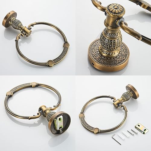 Miniatura 7 de Anillo de toalla antiguo de estilo vintage Soporte de toalla retro montado en la pared Hardware de baño