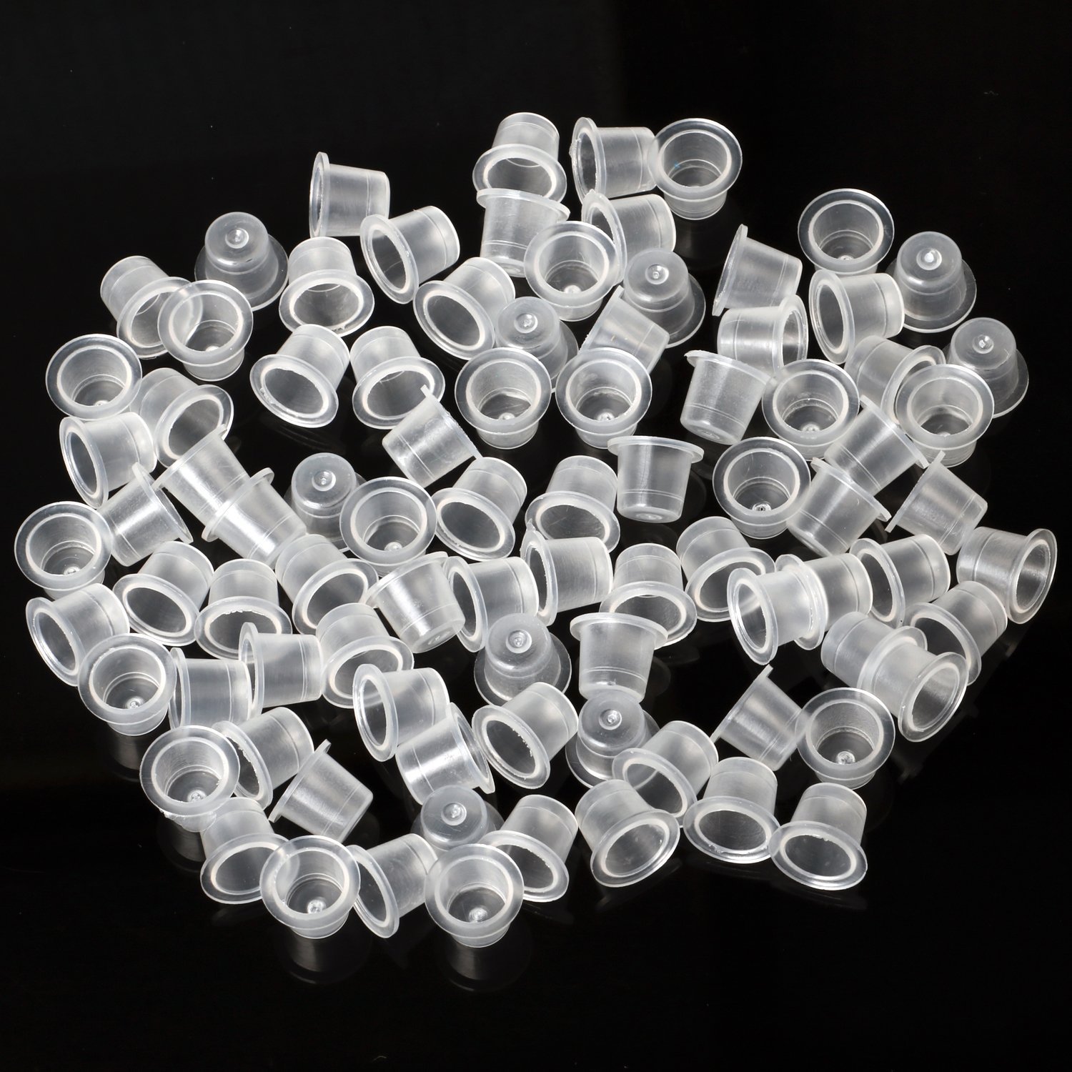 TRIXES 100 Tintenbecher Für Tattoomaschinen – 9x10 Mm, Halbtransparent, Standsicher