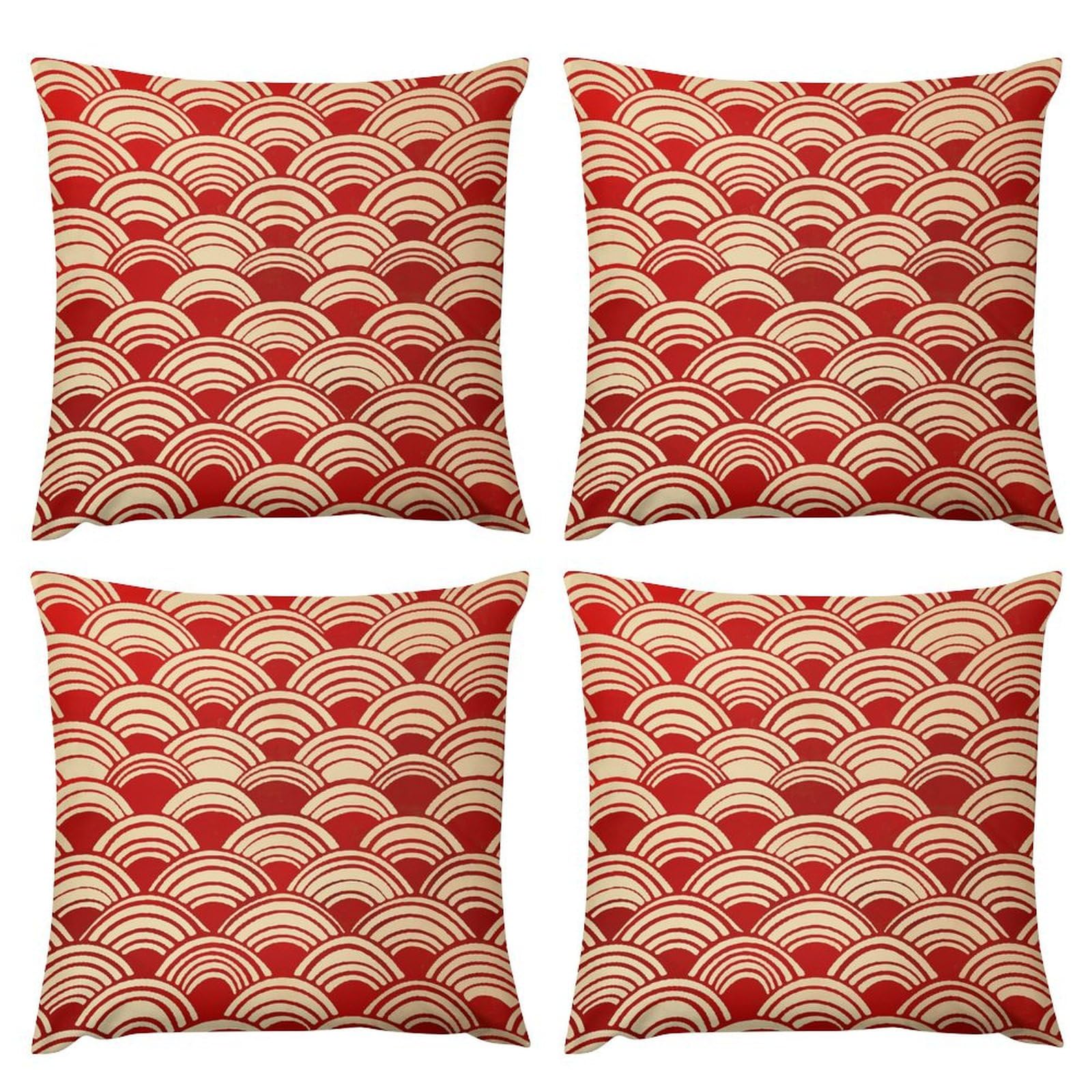 Housse de coussin rouge pour canapé de salon moderne avec son motif de vagues