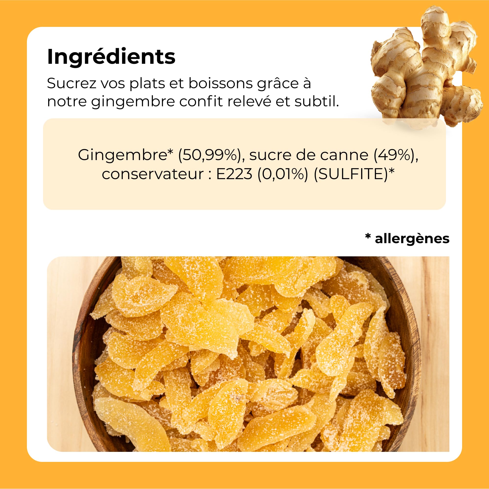 gingembre cristallisé 1 Kg | Gingembre confit en lamelles | Gingembre en Tranches de | Gingembres séchés sucrés | Collation sucrée | IDÉAL pour les recettes | Végétariens et végétaliens | Dorimed