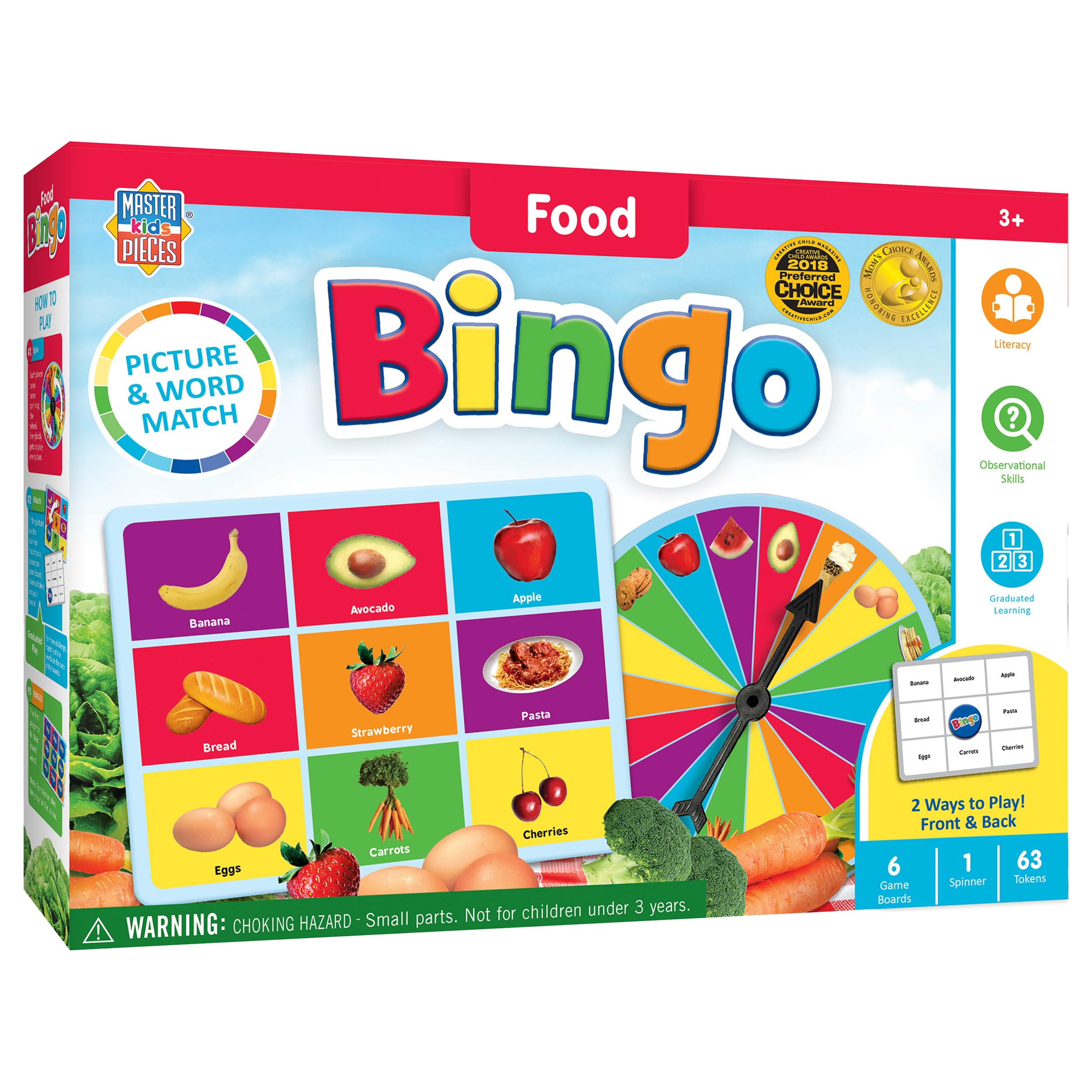 Masterpieces Kids Games - Food Bingo Game - Fun Family Entertainment for Kids and Adults - Educational, Engaging, and Perfect for Game Night, Classroom Activities, and Interactive Play for All Ages