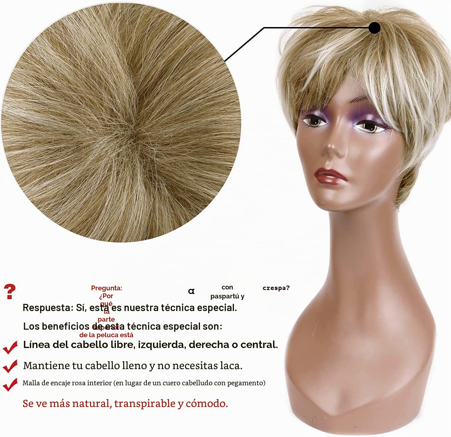 Creamily Peluca Corta Pixie Peluca Rubia Corta en Capas para Mujeres Peluca de Cabello Sintético para Señoras Rubia Marrón Mixta