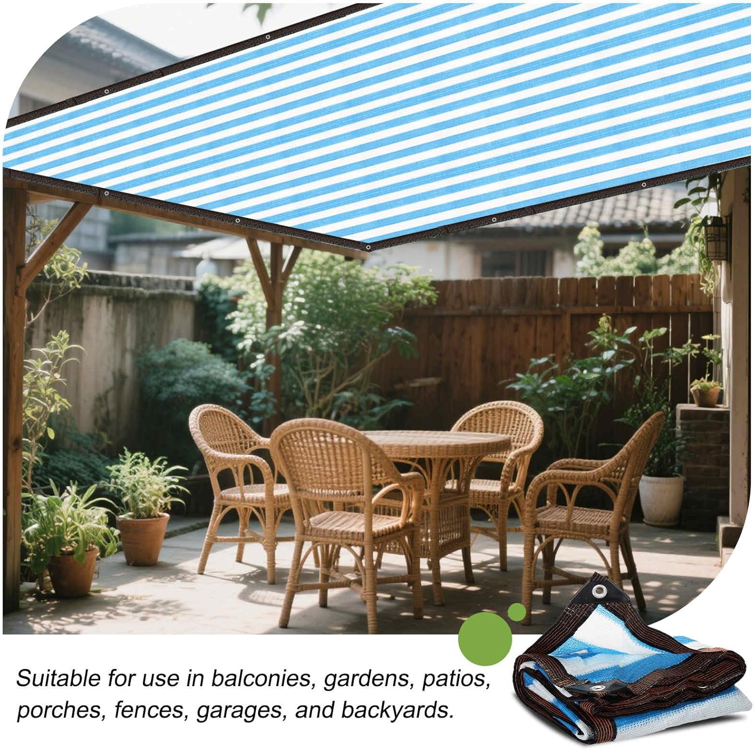 HARFINGTON Fence Privacy Screen 23ft x 7ft(14 Sqft) Shade Cloth Cover Mesh Fencing Mesh Shade Net Cover for Balcony Outdoor Deck Backyard Porch Plant, Blue White