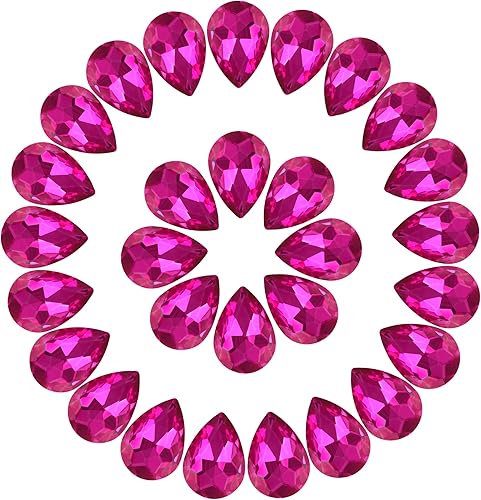 Miniatura 17 de 100 diamantes de imitación de lágrima de cristal con parte trasera de punto burdeos para manualidades, fabricación de joyas, 0.512 x 0.709 in