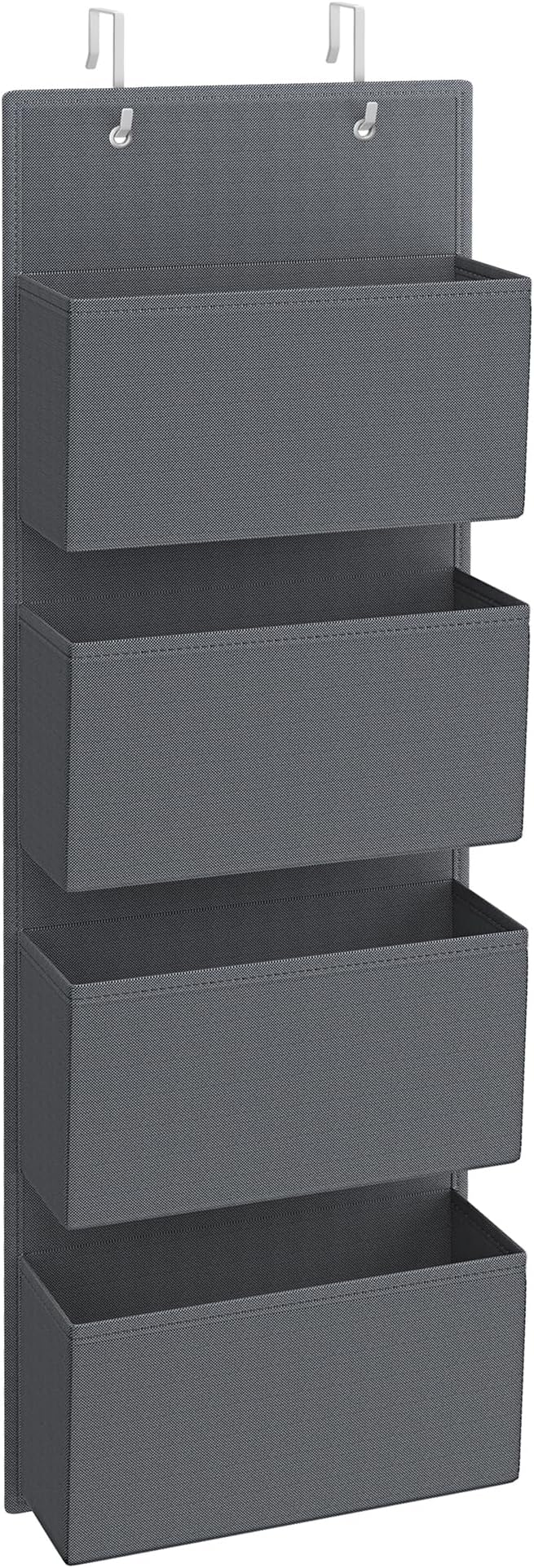 SONGMICS Over Door Storage Organiser, Wardrobe Storage Organiser, Behind Door Hanging Organiser, 4 Pockets, for Bedroom, Office, Pantry, Kitchen, 12 x 33.5 x 100 cm, Slate Grey RDH04G