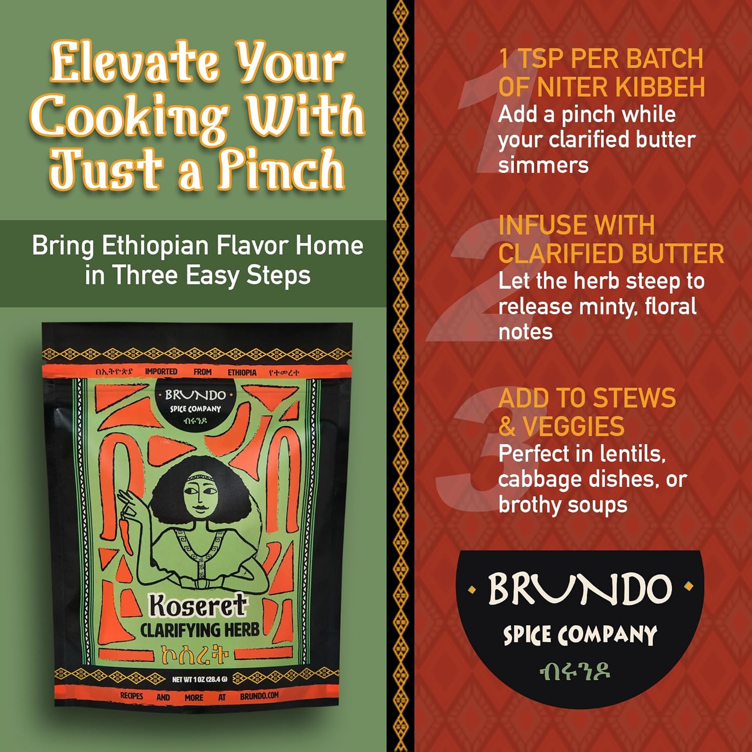 Brundo Market Koseret | Ethiopian Butter Clarifying Herb | Made in Ethiopia | Non-GMO | Organic | Imported from Ethiopia, 2 Ounce (Pack of 1) - Image 7