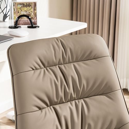 Miniatura 8 de Rowill Silla de oficina de piel sintética, silla de escritorio ergonómica sin brazos con cojín impermeable y ruedas flexibles y elevación de gas