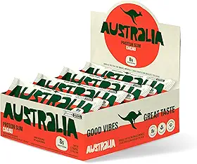 Australia Protein Slim Cacau, Barra de Proteína com 8g de Proteína, Sem Adição de Açúcares, Sem Glúten, Display com 12 unidades