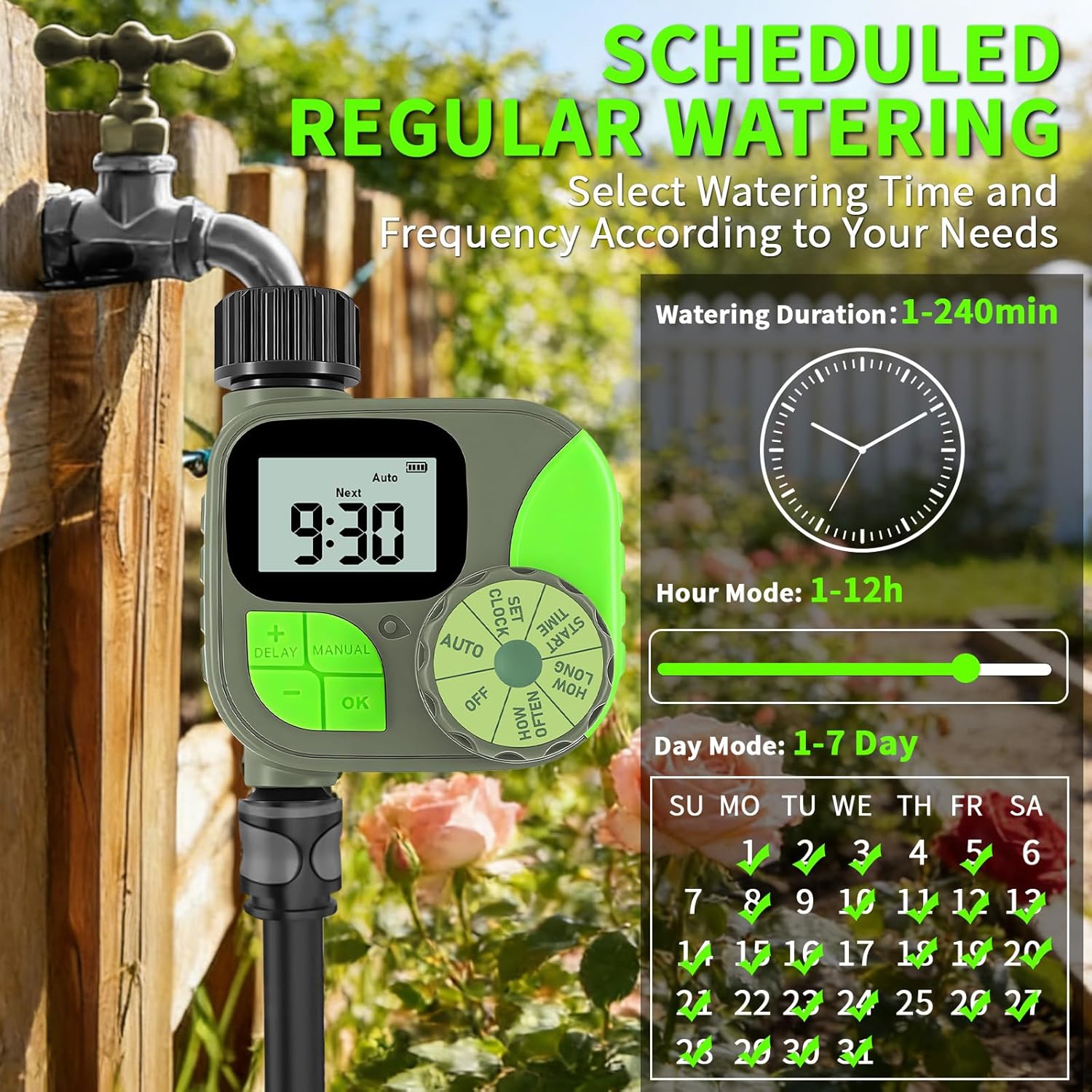 Sprinkler Timer for Garden Hose - Irrigation Timer for Outdoor Faucet, Automatic Programmable Watering Irrigation with Rain Delay/Manual Mode, Watering System Drip Irrigation for Yard Lawn Pool