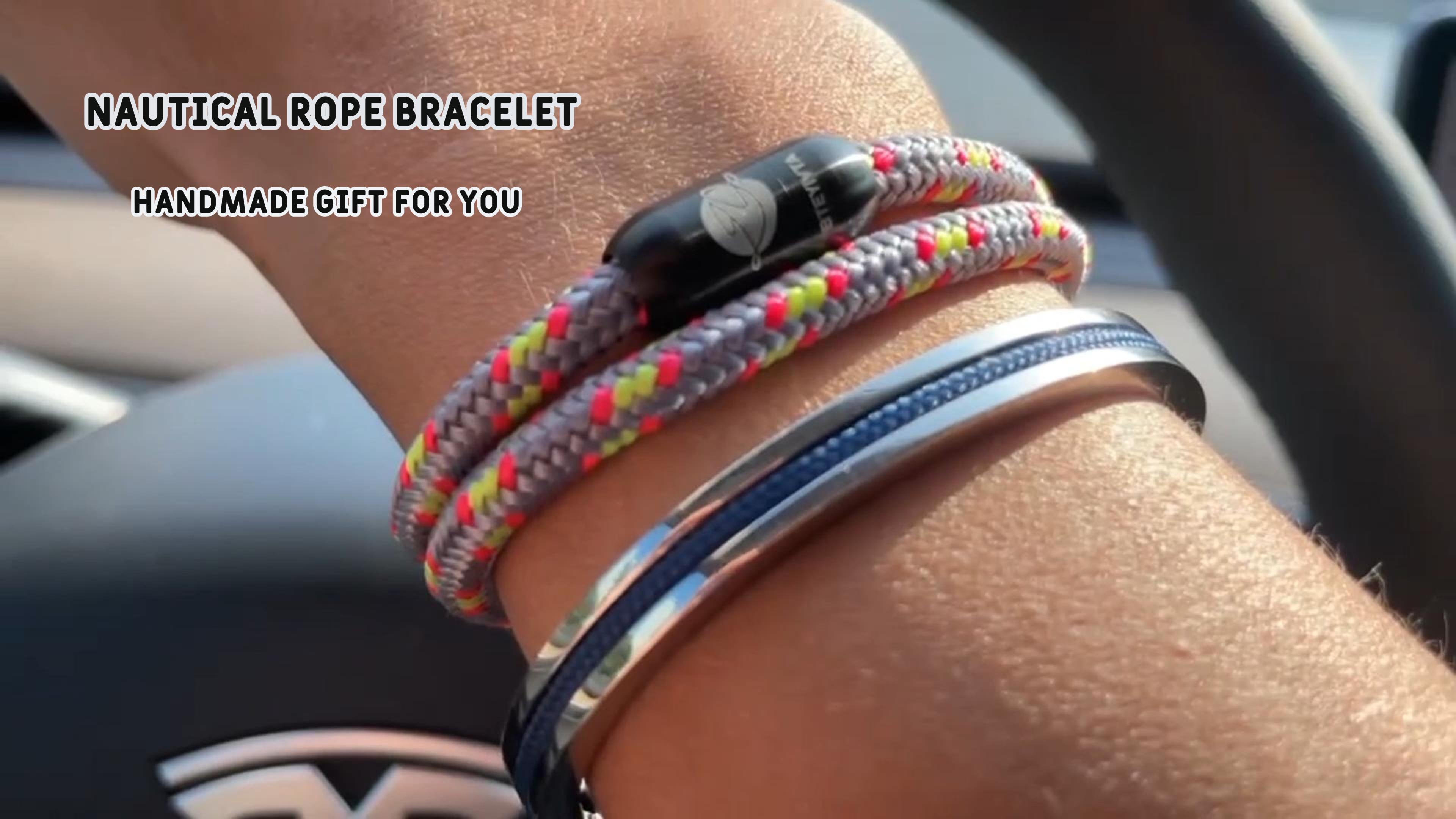 Pulsera artesanal de cuerda náutica trenzada unisex miniatura 7