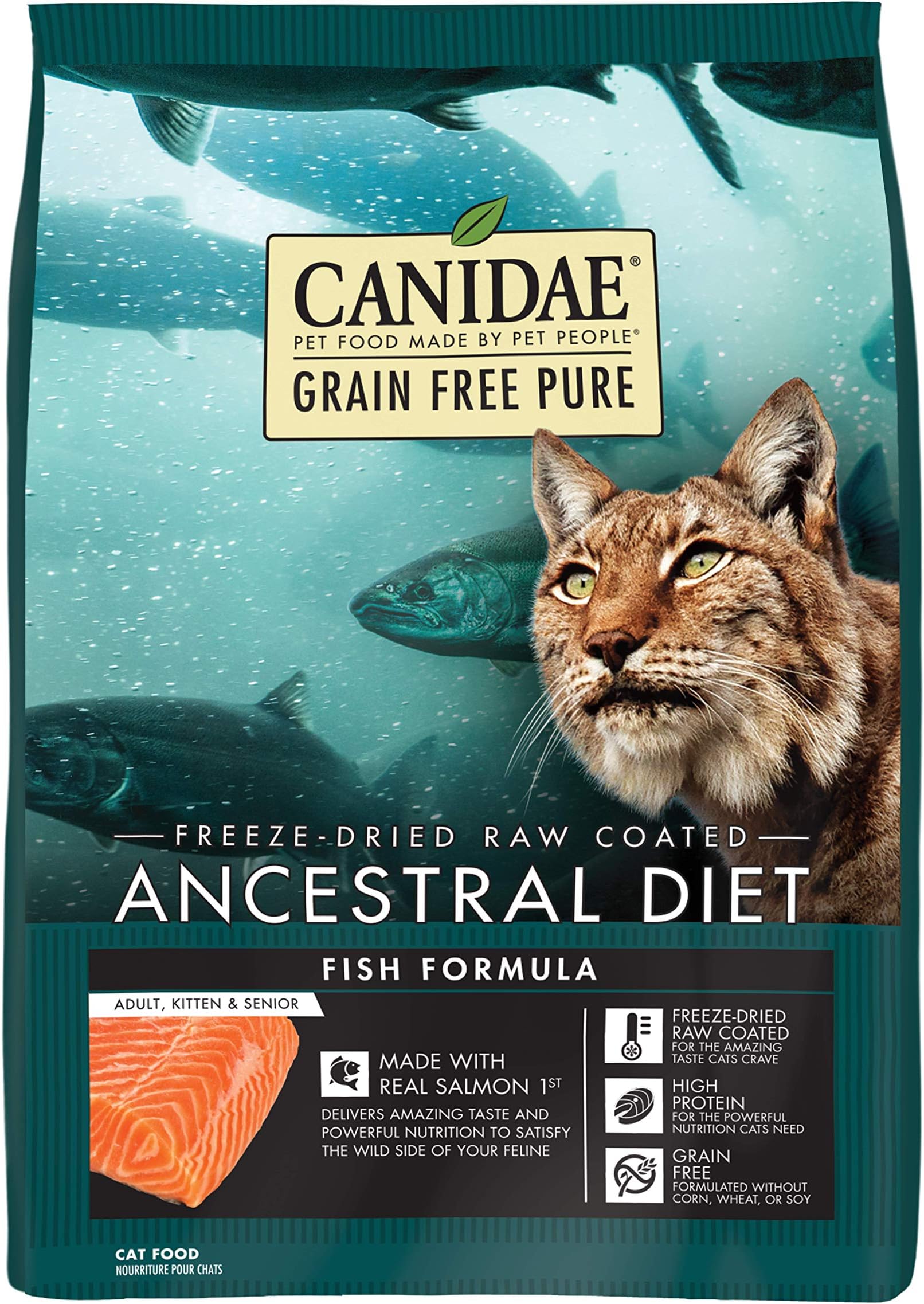 CANIDAE Grain Free Pure Ancestral Diet, High Protein Freeze-Dried Raw Coated Dry Cat Food