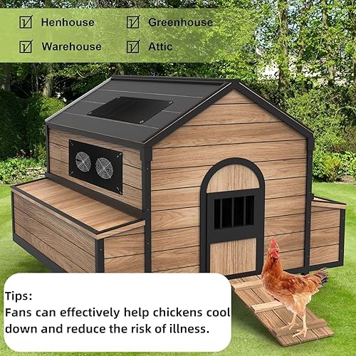 Miniatura 4 de ECO-WORTHY Kit de ventilador de escape de doble carcasa metálica con energía solar de 20 W, impermeable y listo para gallineros, invernaderos,
