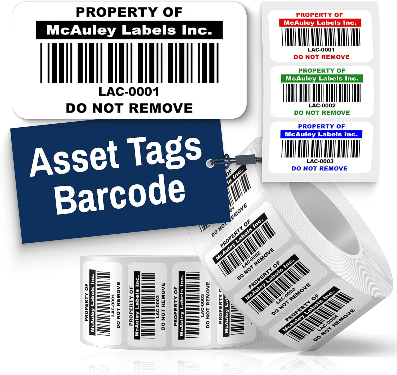 McAuley Labels Custom QR Code Stickers - Numbered, Permanent, Adhesive Asset Tags for Equipment - Semi-Gloss White Polyester - 2x1 Inches