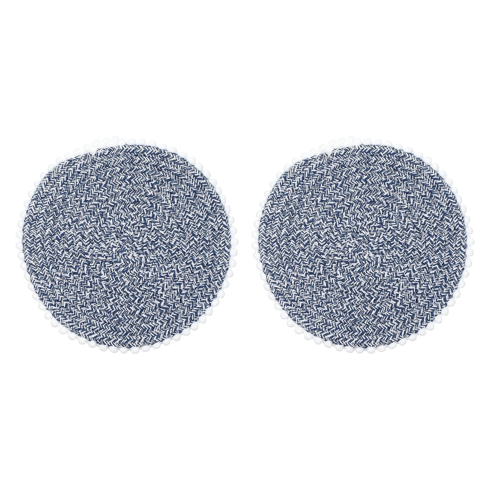 Set de table rond tressé bleu marine idéal pour un repas de style ferme