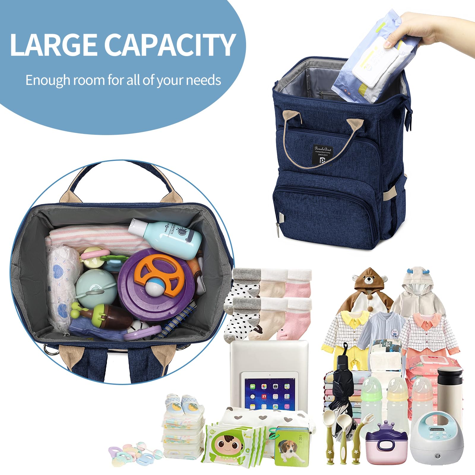 Pomelo Best Zaino fasciatoio per bambini, elegante, con fasciatoio multifunzionale, impermeabile, grande capacità, per viaggiare